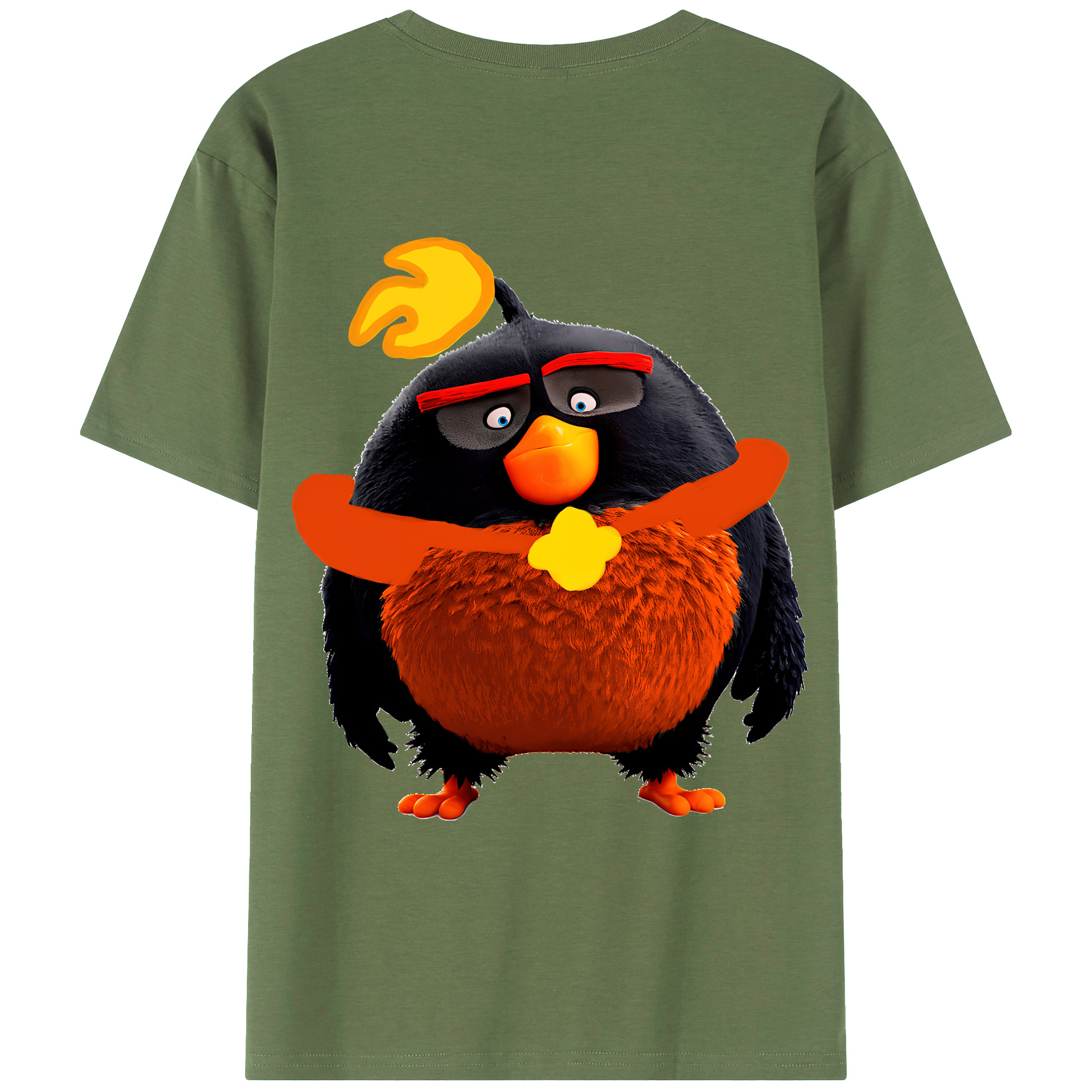 （画像用） Angry Birds アングリーバード 綿100％ メンズ半袖Tシャツ（バックプリント） 通気性